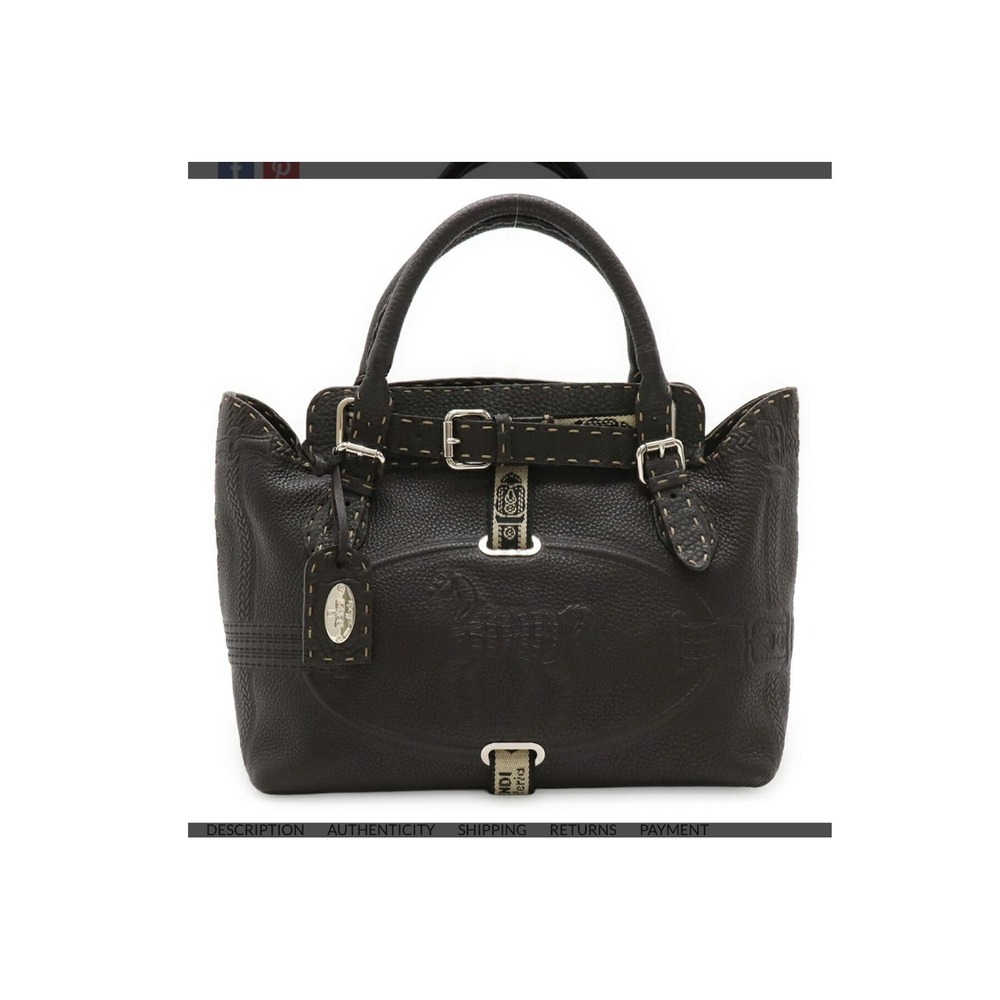 Fendi Selleria Villa Borghese Bag Womens Medium Brown Excellent Pebbled Leather - Picture 1 of 13